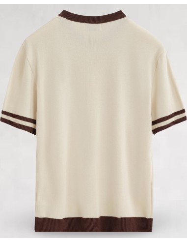 T-shirt en maille bi color beige