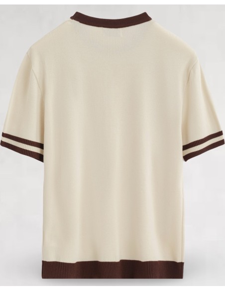 T-shirt en maille bi color beige