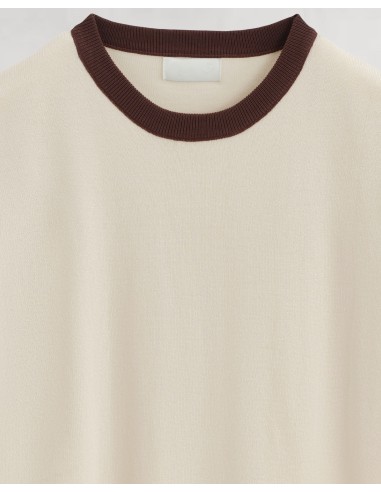 T-shirt en maille bi color beige