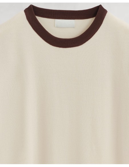 T-shirt en maille bi color beige