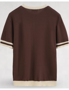 T-shirt en maille bi color marron 2