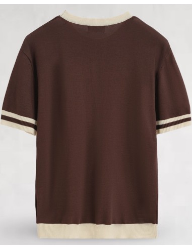 T-shirt en maille bi color marron