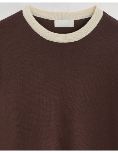 T-shirt en maille bi color marron