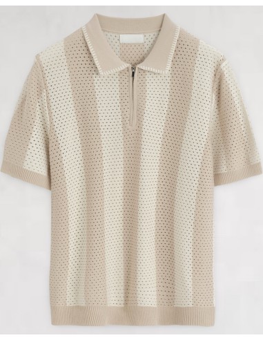Polo zip en maille beige
