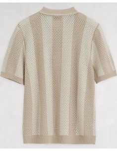 Polo zip en maille beige 2