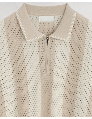 Polo zip en maille beige
