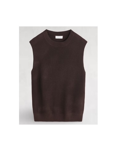Pull en maille sans manche marron