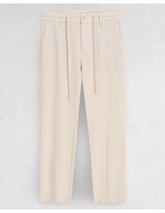 Pantalon effet lin coupe droite beige