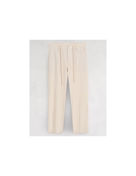 Pantalon effet lin coupe droite beige