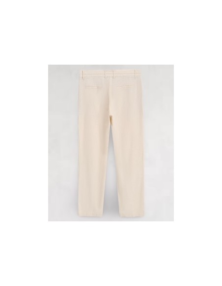 Pantalon effet lin coupe droite beige