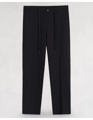 Pantalon effet lin coupe droite noir