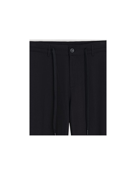 Pantalon effet lin coupe droite noir