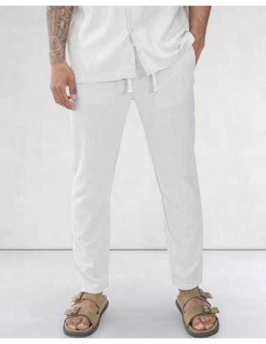 Pantalon en toile uni beige