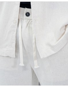 Pantalon en toile uni beige 2