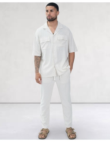 Pantalon en toile uni beige