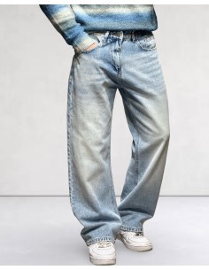 Jeans coupe baggy délavé bleu