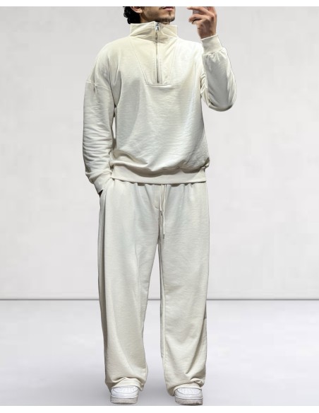 Jogging loose à pince beige