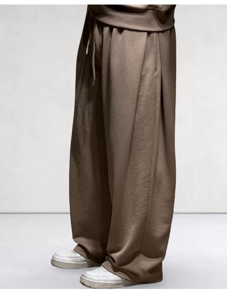 Jogging loose à pince marron