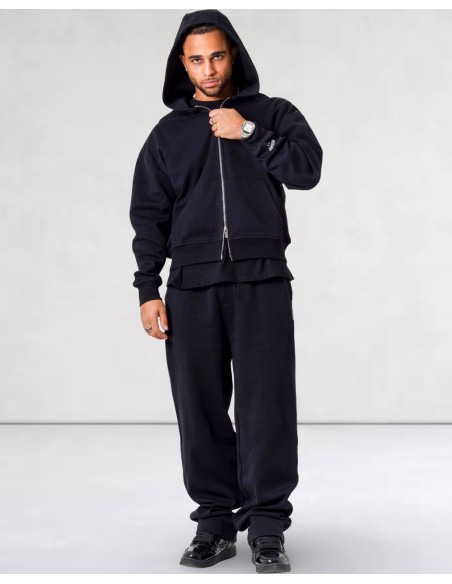 Hoodie zip "Heavy coton" noir