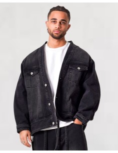 Veste kimono denim noir