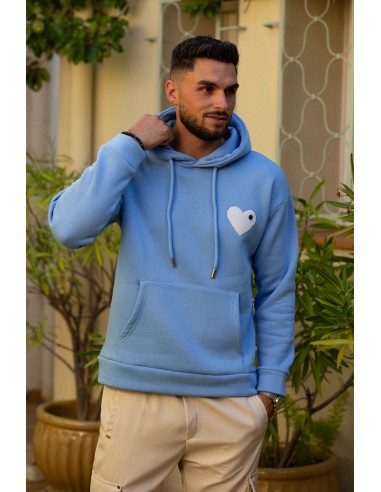 Hoodie Coeur Baby Blue White