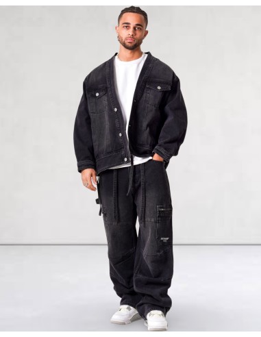 Veste kimono denim noir