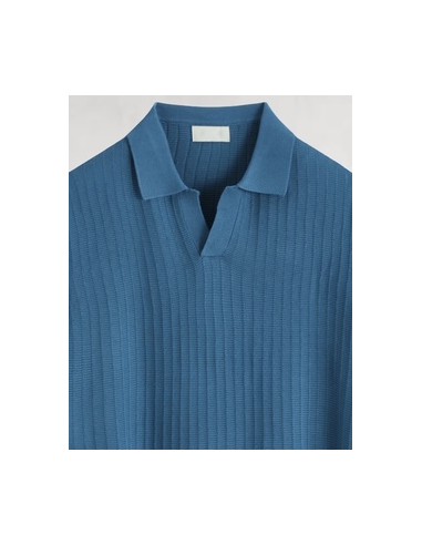 Polo en maille fine rayé bleu