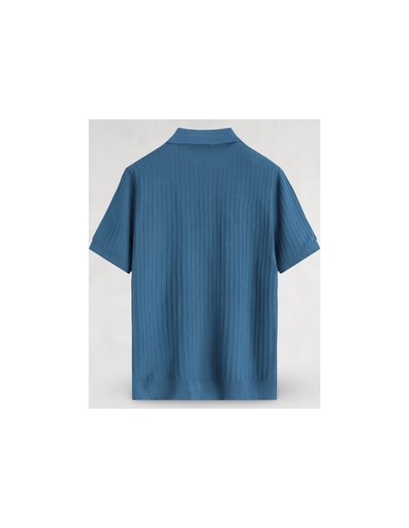 Polo en maille fine rayé bleu
