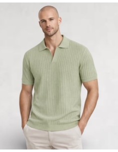 Polo en maille fine rayé vert
