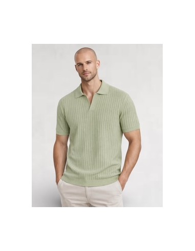 Polo en maille fine rayé vert