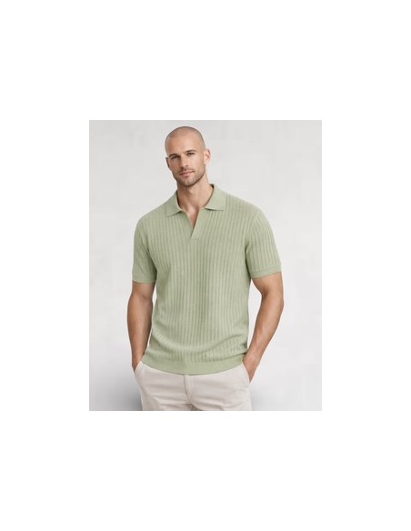 Polo en maille fine rayé vert