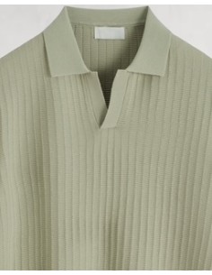 Polo en maille fine rayé vert 2