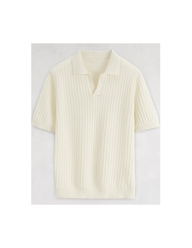 Polo en maille fine rayé écru