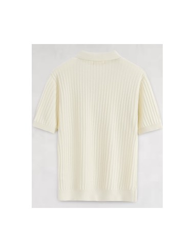 Polo en maille fine rayé écru