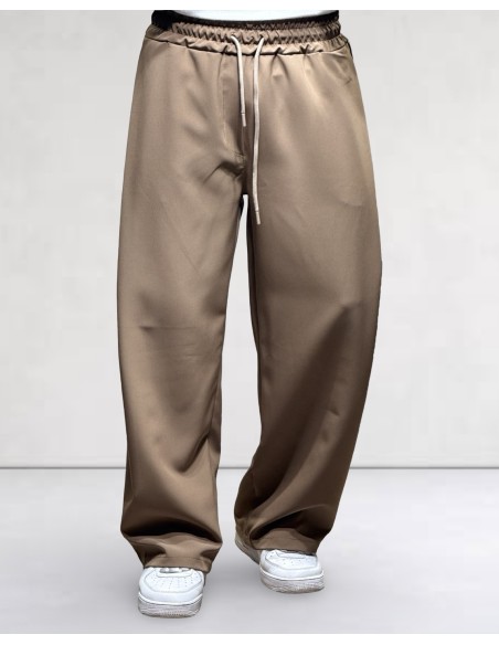 Pantalon à double pinces fluide marron