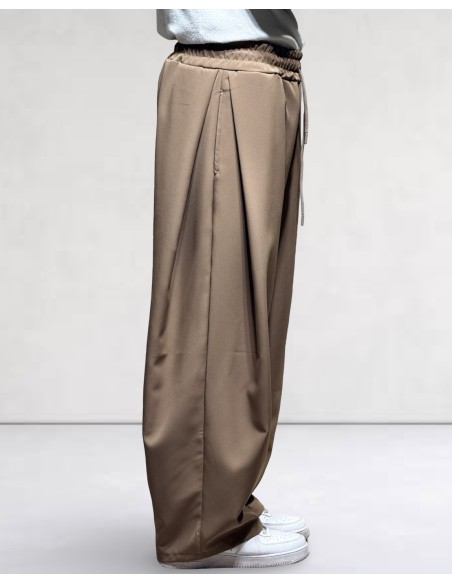 Pantalon à double pinces fluide marron