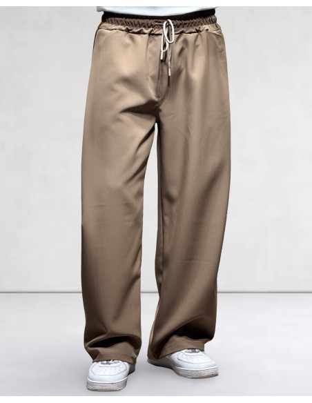 Pantalon à double pinces fluide marron