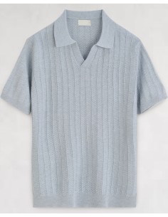Polo en maille texturé gris