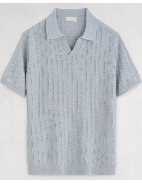 Polo en maille texturé gris