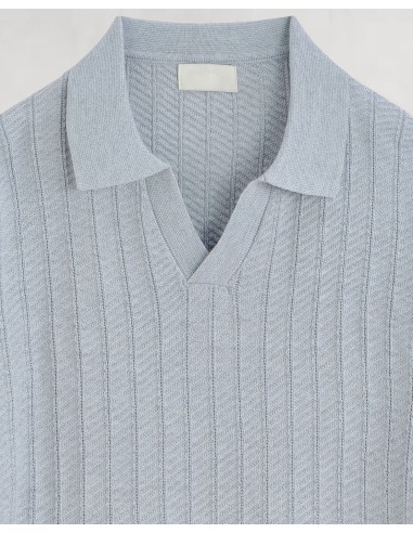 Polo en maille texturé gris