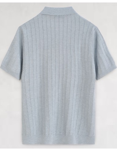 Polo en maille texturé gris