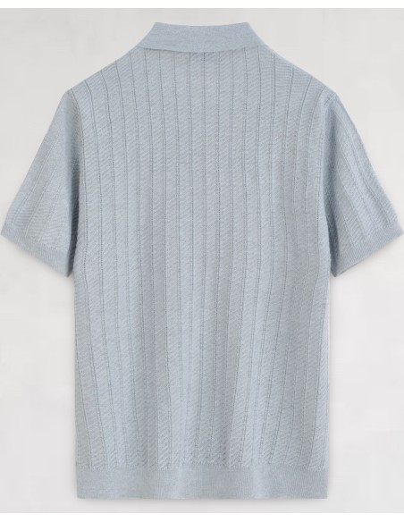 Polo en maille texturé gris