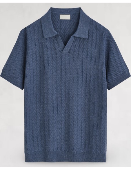 Polo en maille texturé navy