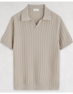 Polo en maille texturé beige