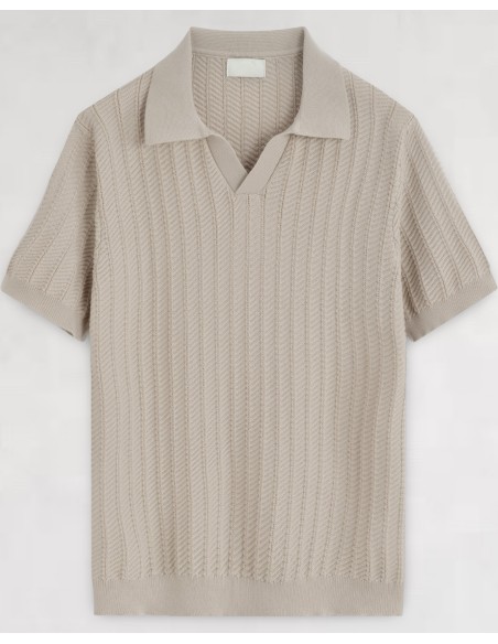 Polo en maille texturé beige