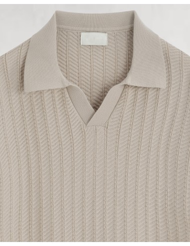 Polo en maille texturé beige