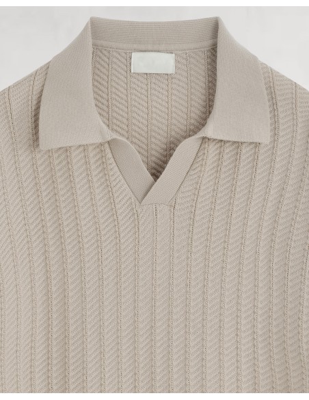 Polo en maille texturé beige