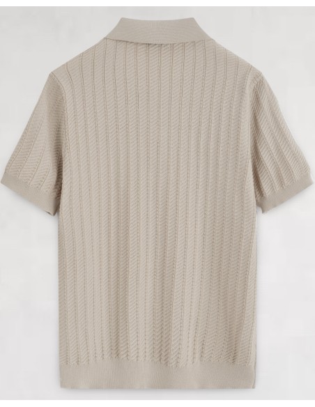 Polo en maille texturé beige