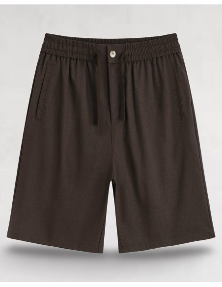 Short en lin à lacets marron