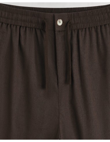 Short en lin à lacets marron